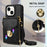 For iPhone 15 Card Slot Phone Case PU Leather Coated TPU Zipper Pocket Kickstand Cover with Shoulder Strap - Black - 7