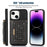 For iPhone 15 RFID Blocking PU Leather + TPU Phone Case Rhinestone Decor Wallet Kickstand Cover with Shoulder Strap - Black - 5