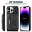 For iPhone 15 Pro RFID Blocking Kickstand Cover PU Leather + TPU Rhinestone Decor Wallet Phone Case with Shoulder Strap - Black - 5