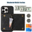 For iPhone 15 Pro RFID Blocking Kickstand Cover PU Leather + TPU Rhinestone Decor Wallet Phone Case with Shoulder Strap - Black - 7