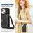 For iPhone 15 Plus Wallet RFID Blocking Phone Case Kickstand PU Leather + TPU Rhinestone Decor Cover with Shoulder Strap - Black - 6