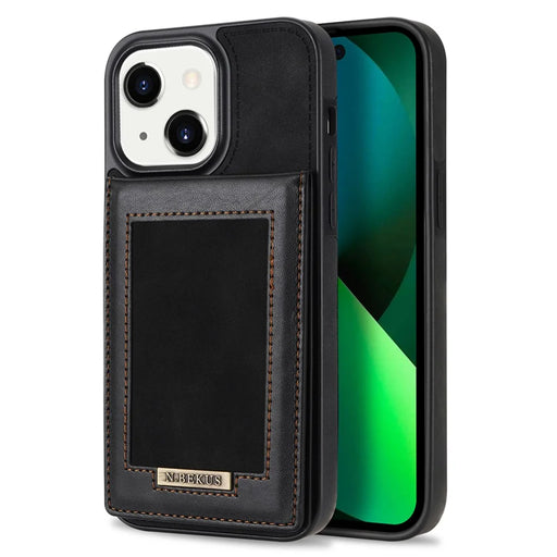 N.BEKUS RFID Blocking Phone Case for iPhone 15 , Card Holder Kickstand Leather Coated TPU Cover - Black - 1