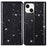 Glitter PU Leather Stand Phone Case for iPhone 15 , Card Holder Anti-drop Phone Cover - Black - 1