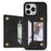 For iPhone 15 Pro Wallet Zipper Pocket Case PU Leather Coated TPU Kickstand Phone Cover - Black - 2