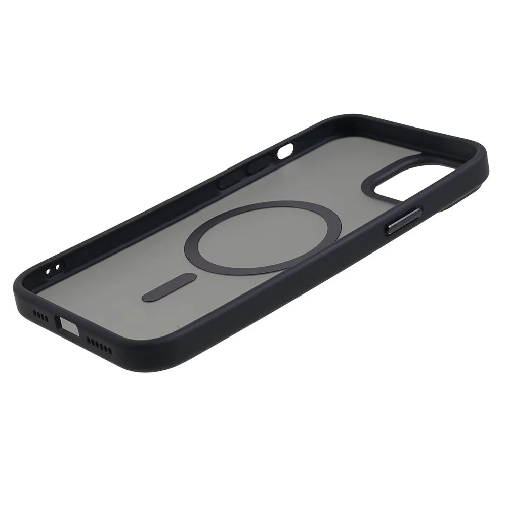 FULEXIN Compatible with MagSafe Shockproof Case for iPhone 15 Skin-Touch Matte TPU+Acrylic Phone Cover - Black - 6