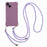 Phone Cover for iPhone 14 Plus Four Corner Thickened Anti-drop TPU Back Case with 150cm Hanging Rope - Light Purple - 1