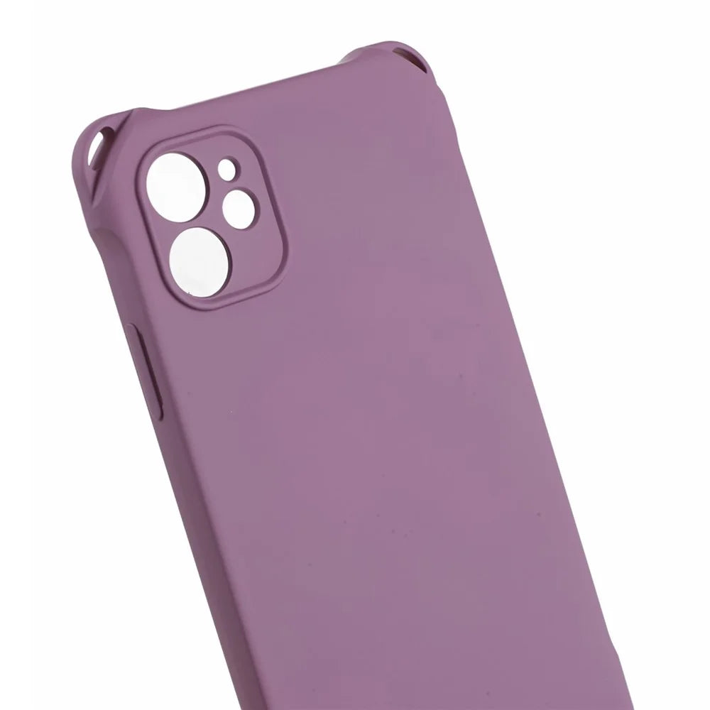 Phone Cover for iPhone 12 6.1 inch Shockproof Four Corner Thickened TPU Back Case with 150cm Hanging Rope - Light Purple - 7