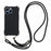 For iPhone 13 Pro 6.1 inch Anti Drop Four Corner Thickened TPU Phone Guard Case with 150cm Hanging Rope - Black - 1