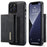 DG.MING M1 Series For iPhone 15 Pro Magnetic Wallet Phone Case PC+TPU+PU Shockproof Kickstand Cover - Black - 1
