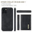 DG.MING M1 Series Anti-Drop Kickstand Case for iPhone 15 PC+TPU+PU Magnetic Wallet Phone Shell - Black - 6
