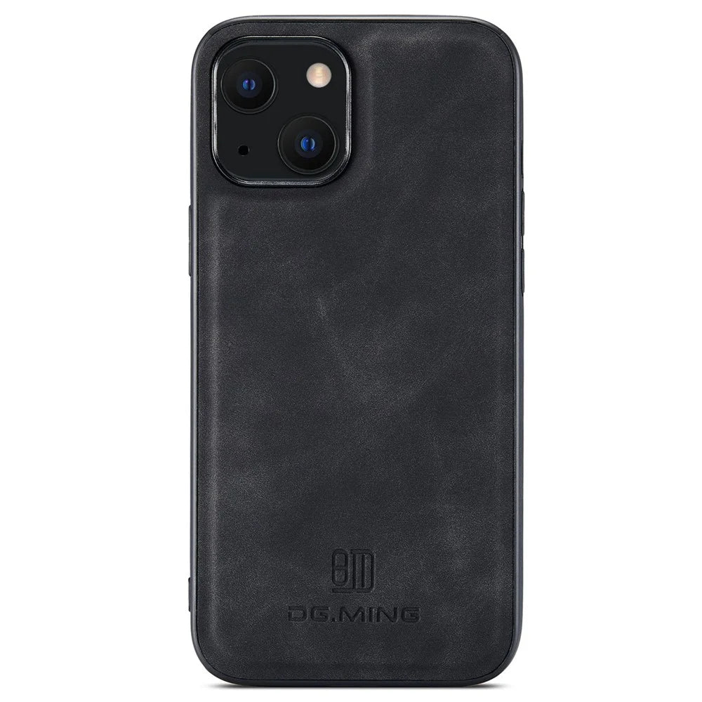 DG.MING M2 Series for iPhone 15 Magnetic Wallet Phone Case PU+PC+TPU Kickstand Phone Cover - Black - 5