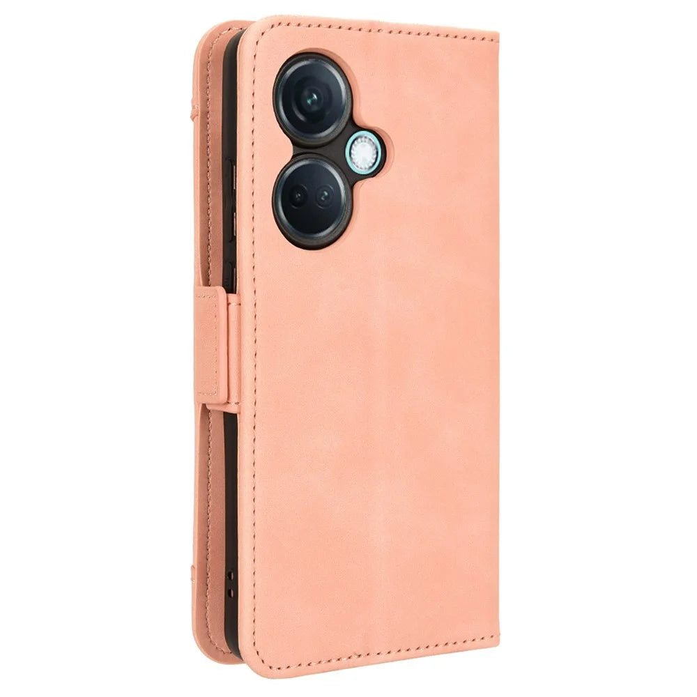 For OnePlus Nord CE3 5G / Oppo K11 5G PU Leather Wallet Phone Case Shockproof Stand Cover with Multiple Card Holder - Pink - 7