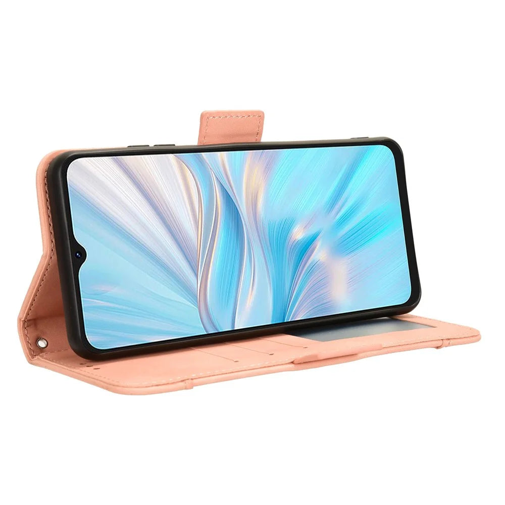 For Blackview Oscal C70 / Oscal Tiger 10 Multiple Card Slot Wallet Phone Case Stand PU Leather Smartphone Cover - Pink - 4