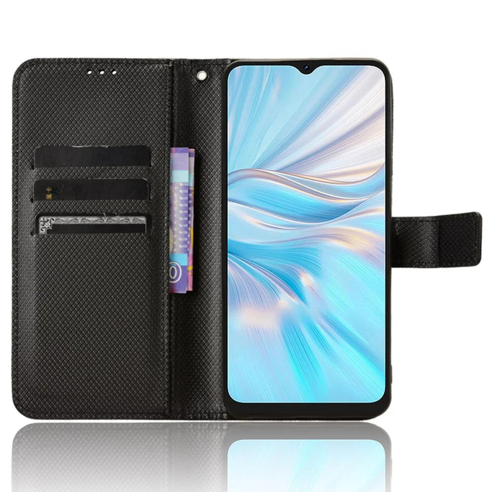 For Blackview Oscal C70 / Oscal Tiger 10 Wallet Phone Case Diamond Texture PU Leather Stand Phone Cover - Black - 2