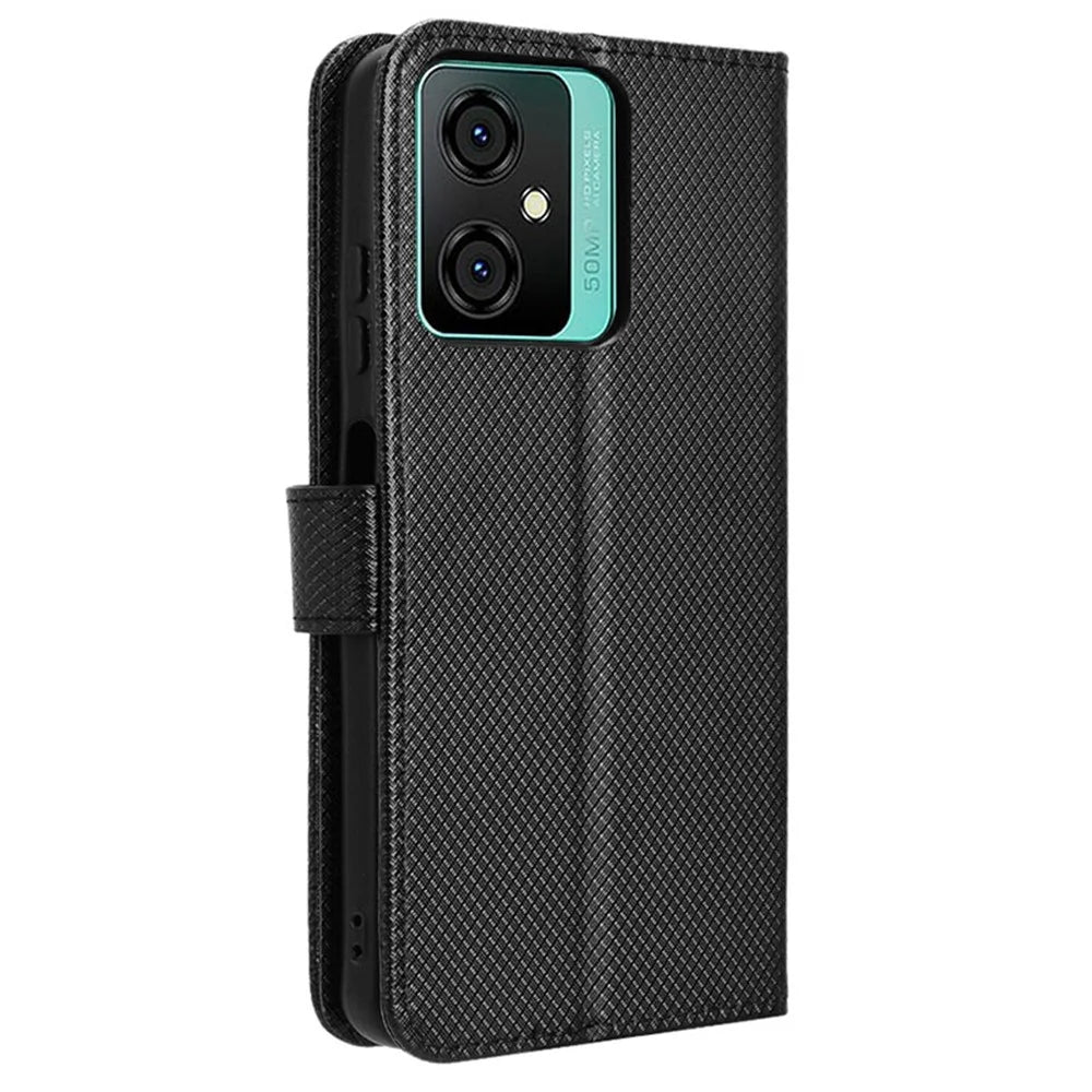 For Blackview Oscal C70 / Oscal Tiger 10 Wallet Phone Case Diamond Texture PU Leather Stand Phone Cover - Black - 7