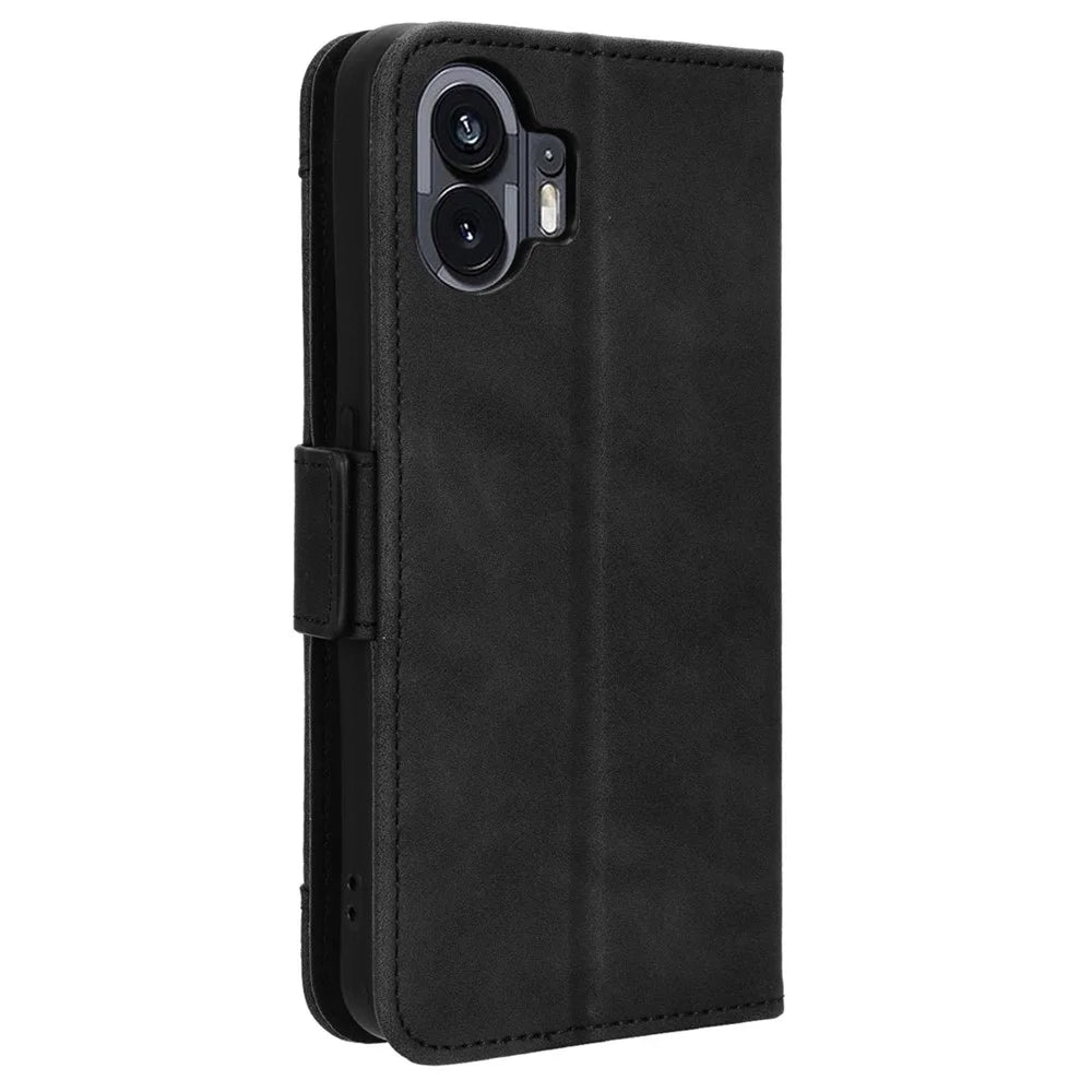 For Nothing Phone (2) PU Leather Shockproof Phone Case Wallet Mobile Phone Stand Cover with Multiple Card Holder - Black - 7