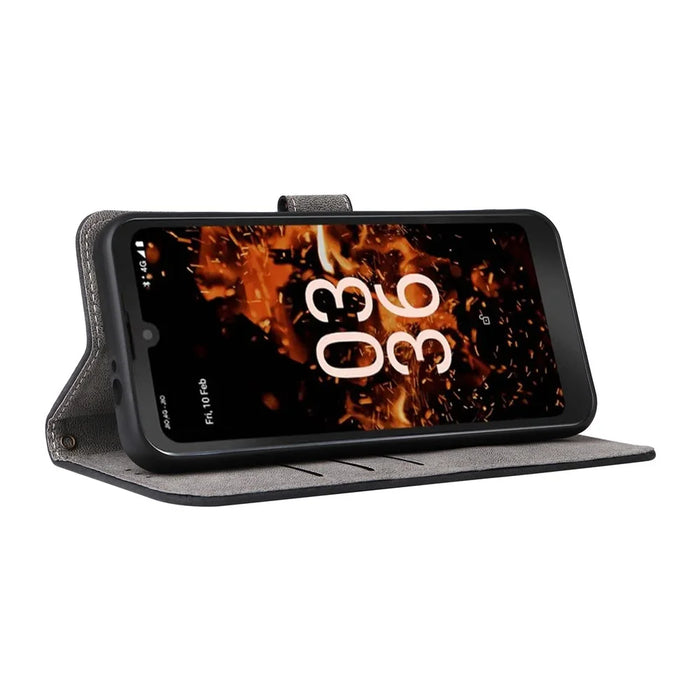 For Orbic Fun+ 4G Stand Cover Anti-drop Wallet Phone Case RFID Blocking PU Leather Shell with Strap - Black - 3