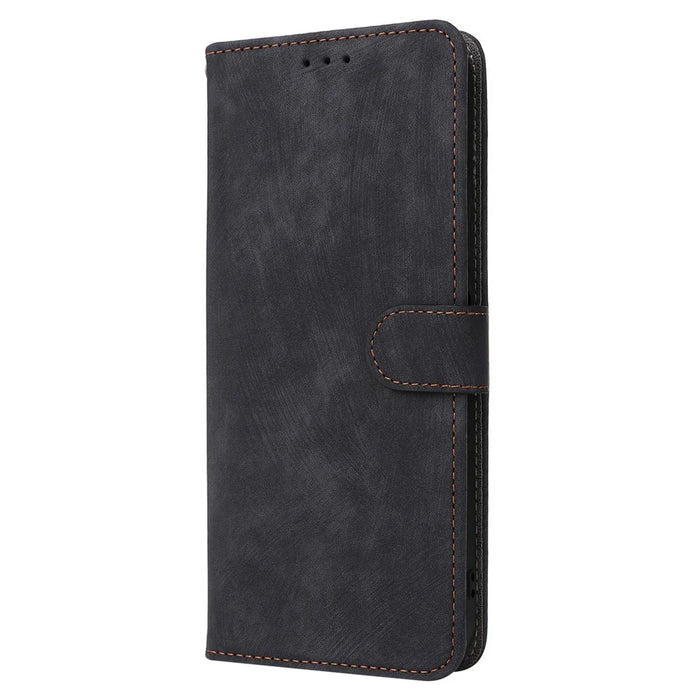 For Orbic Fun+ 4G Stand Cover Anti-drop Wallet Phone Case RFID Blocking PU Leather Shell with Strap - Black - 6