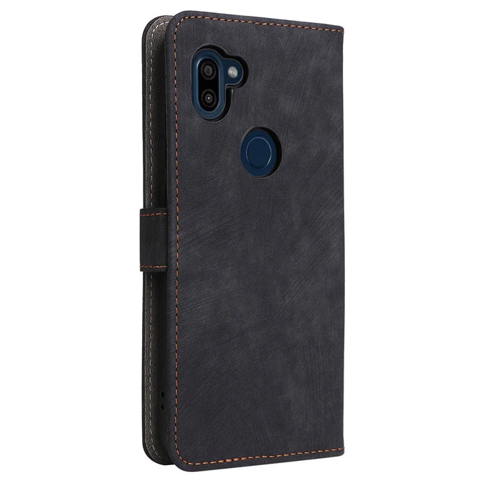 For Orbic Fun+ 4G Stand Cover Anti-drop Wallet Phone Case RFID Blocking PU Leather Shell with Strap - Black - 7