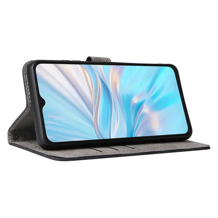 Stand Cover for Blackview Oscal C70 / Oscal Tiger 10 Wallet Phone Case RFID Blocking PU Leather Shell with Strap - Black - 3