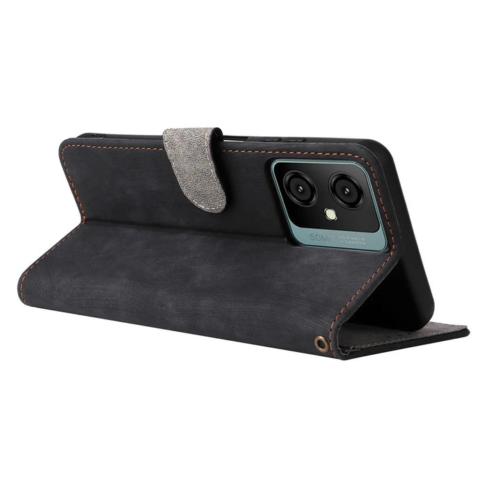 Stand Cover for Blackview Oscal C70 / Oscal Tiger 10 Wallet Phone Case RFID Blocking PU Leather Shell with Strap - Black - 4