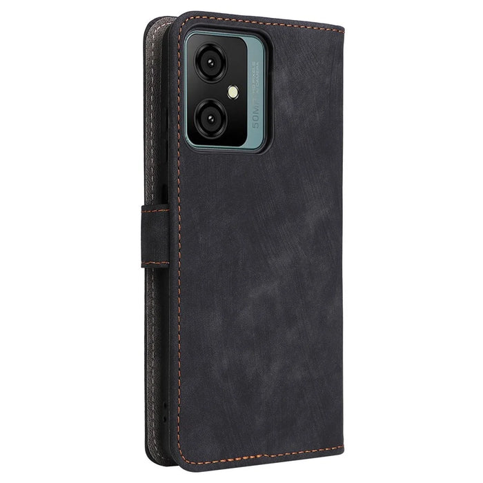 Stand Cover for Blackview Oscal C70 / Oscal Tiger 10 Wallet Phone Case RFID Blocking PU Leather Shell with Strap - Black - 7
