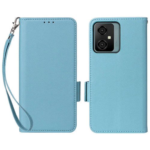 For Blackview Oscal C70 / Oscal Tiger 10 Wallet Phone Shell Litchi Texture PU Leather Stand Cellphone Cover with Strap - Baby Blue - 1