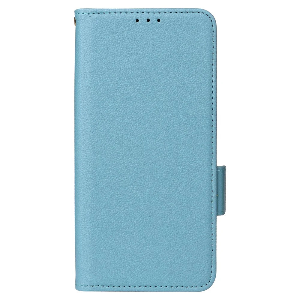 For Blackview Oscal C70 / Oscal Tiger 10 Wallet Phone Shell Litchi Texture PU Leather Stand Cellphone Cover with Strap - Baby Blue - 7