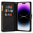 For iPhone 15 Pro Max Zipper Wallet Phone Cover PU Leather Glittery Laser Carving Phone Stand Case - Black - 2