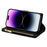 For iPhone 15 Pro Max Zipper Wallet Phone Cover PU Leather Glittery Laser Carving Phone Stand Case - Black - 4