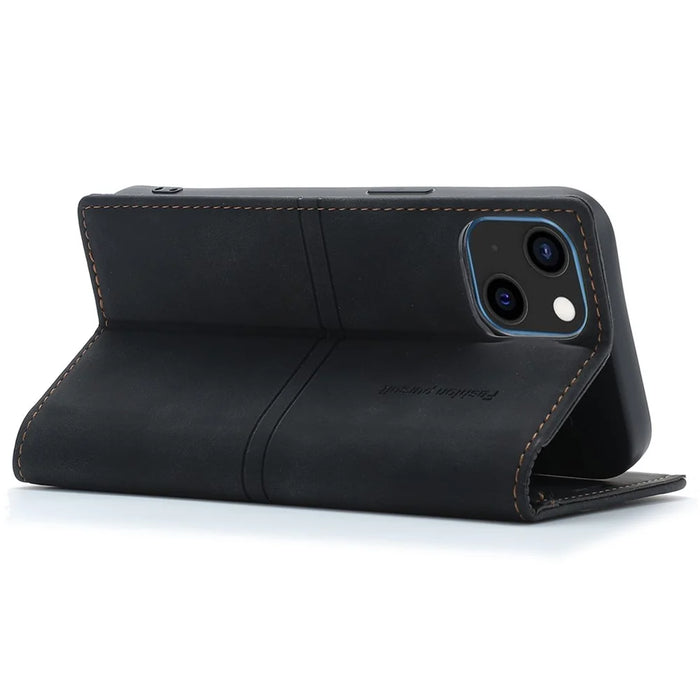 For iPhone 15 Plus PU Leather Wallet Phone Cover Magnetic Closure Stand Case - Black - 4