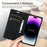 For iPhone 15 Plus PU Leather Wallet Phone Cover Magnetic Closure Stand Case - Black - 7