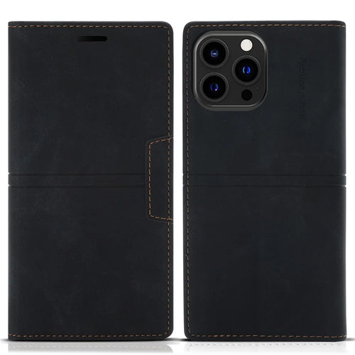 For iPhone 15 Pro Wallet Stand Phone Case PU Leather + TPU Phone Cover - Black - 1