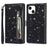 For iPhone 15 Glittery Zipper Pocket Leather Case Wallet Stand Anti-drop Phone Cover - Black - 1