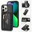 N.BEKUS PU Leather+TPU Phone Cover for iPhone 15 Pro Max , Zipper Pocket Wallet Kickstand Case with Shoulder Strap - Black - 1