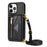 N.BEKUS PU Leather+TPU Phone Cover for iPhone 15 Pro Max , Zipper Pocket Wallet Kickstand Case with Shoulder Strap - Black - 2