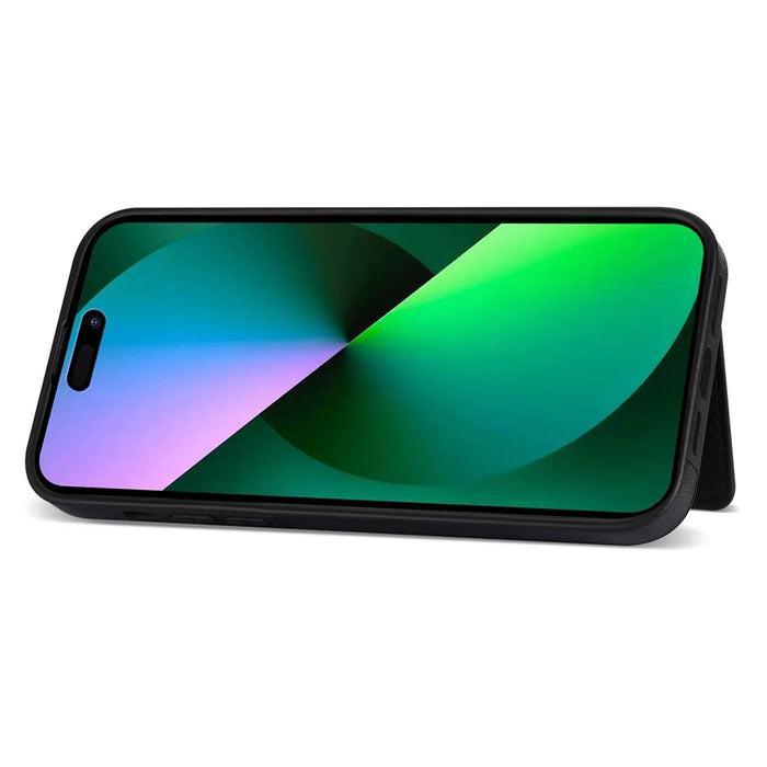 N.BEKUS Phone Cover for iPhone 15 Plus , Zipper Pocket Wallet Kickstand PU Leather+TPU Case with Shoulder Strap - Black - 4