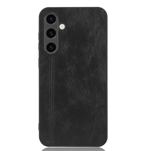 For Samsung Galaxy S23 FE Phone Cover Stitching Line PU Leather Coated PC+TPU Protective Case - Black - 1