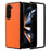 For Samsung Galaxy Z Fold5 5G Textured PU Leather+PC Phone Case Folding Back Cover - Orange - 1
