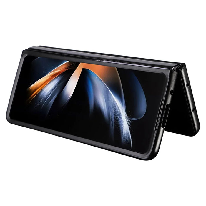 For Samsung Galaxy Z Fold5 5G Textured PU Leather+PC Phone Case Folding Back Cover - Orange - 2