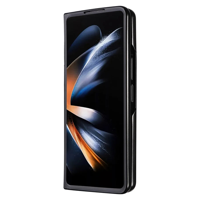 For Samsung Galaxy Z Fold5 5G Textured PU Leather+PC Phone Case Folding Back Cover - Orange - 6