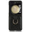 For Samsung Galaxy Z Flip5 5G Protective Phone Case PU Leather Coated PC Cover with Finger Ring Holder - Black - 2