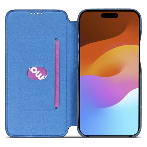 LC.IMEEKE For iPhone 15 Plus PU Leather Stand Phone Case Single Card Slot Anti-drop Cover - Blue - 2
