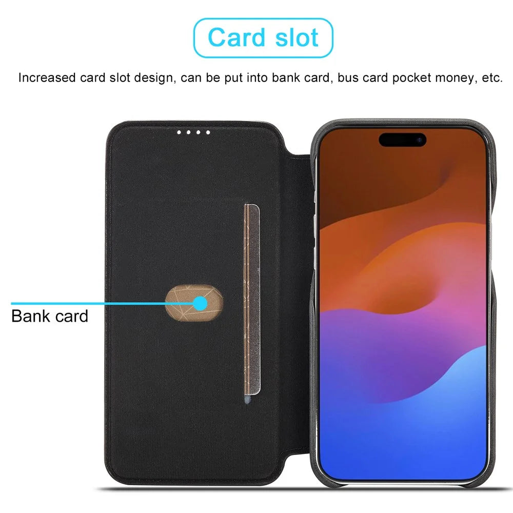 LC.IMEEKE For iPhone 15 Pro Max Drop-proof Stand Cover PU Leather Phone Case with Card Slot - Black - 7