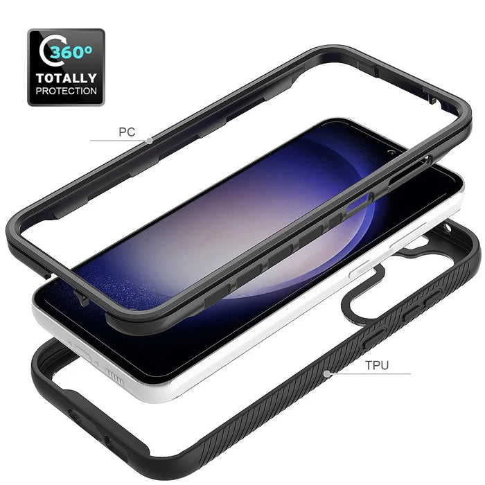 Clear Back Phone Case for Samsung Galaxy S23 FE , Acrylic+PC+TPU Anti-Scratch Phone Cover - Black - 3