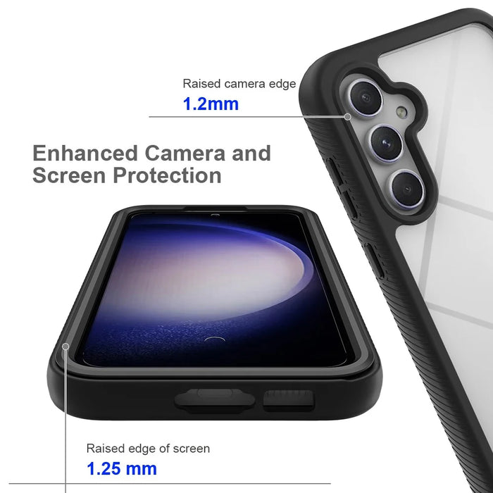 Clear Back Phone Case for Samsung Galaxy S23 FE , Acrylic+PC+TPU Anti-Scratch Phone Cover - Black - 5