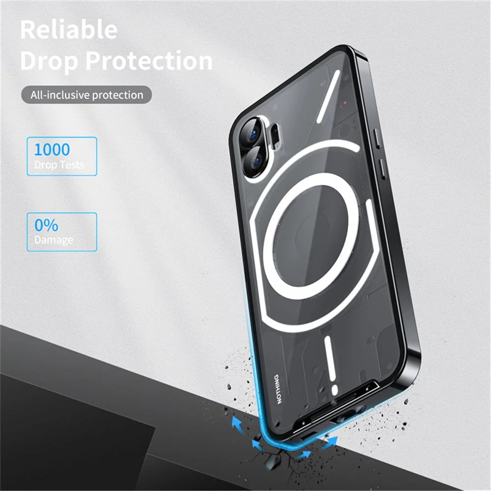 Magic Shield Magnetic Series Phone Case for Nothing Phone (2) Magnetic Case, Metal Frame Protective Cover with Lens Cover  - Black - 5