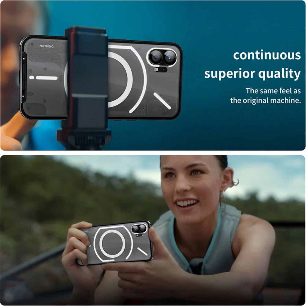 Magic Shield Magnetic Series Phone Case for Nothing Phone (2) Magnetic Case, Metal Frame Protective Cover with Lens Cover  - Black - 7