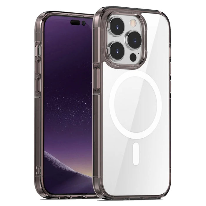 Aurora Series For iPhone 15 Pro Max Shockproof Cover Magnetic TPU+PC Phone Case Compatible with MagSafe - Brown - 1