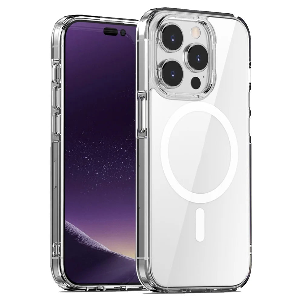 Aurora Series For iPhone 15 Magnetic TPU+PC Clear Cover Drop-proof Phone Case Compatible with MagSafe - Transparent - 1